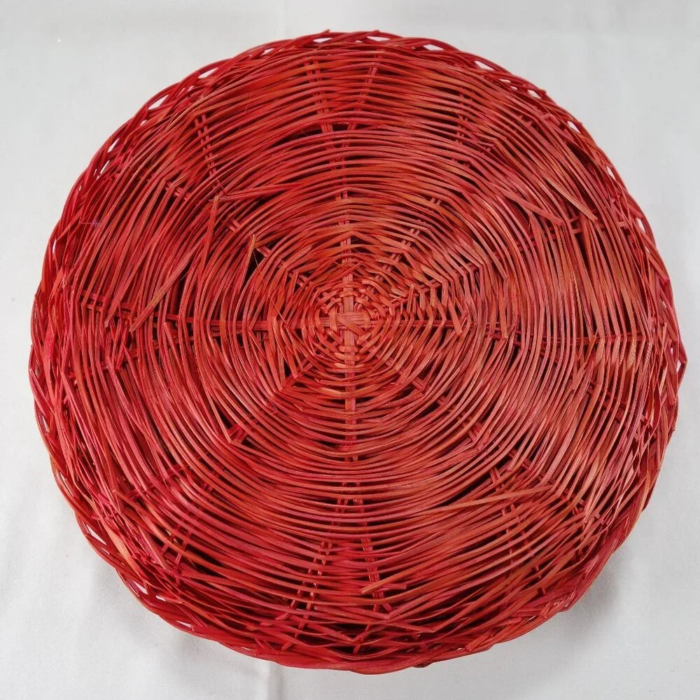 Vintage Red Wicker Rattan Picnic Camping 9
